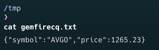Image of a terminal window the output of the file showing 1 entry